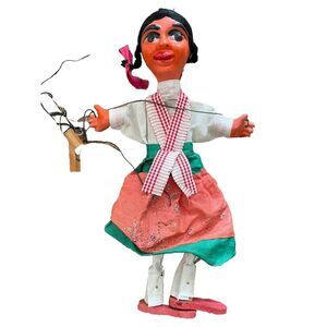Marionette Indian Girl Puppet‎ Vintage Handmade 16"
